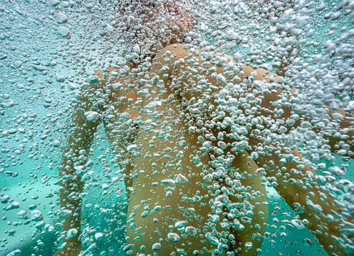 Hot Champagne - underwater nude photograph - print on paper 18x24" by Alex Sher