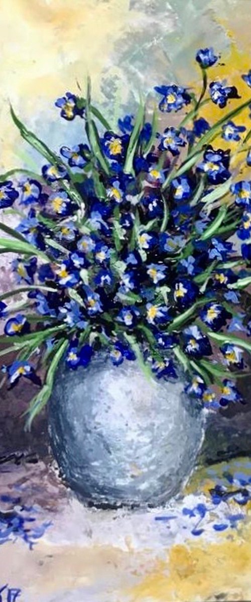 Bouquet in a Silver Vase (Miniature) by Olga McNamara BiennaleArtist