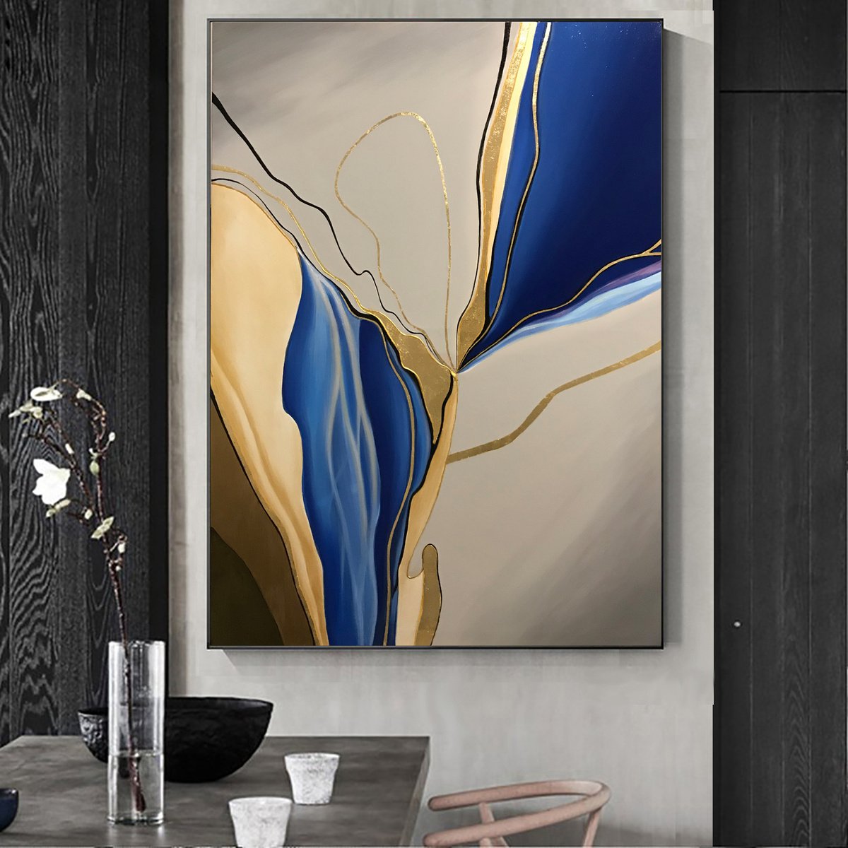 Blue and grey abstract painting Oil painting by Dmitry King | Artfinder