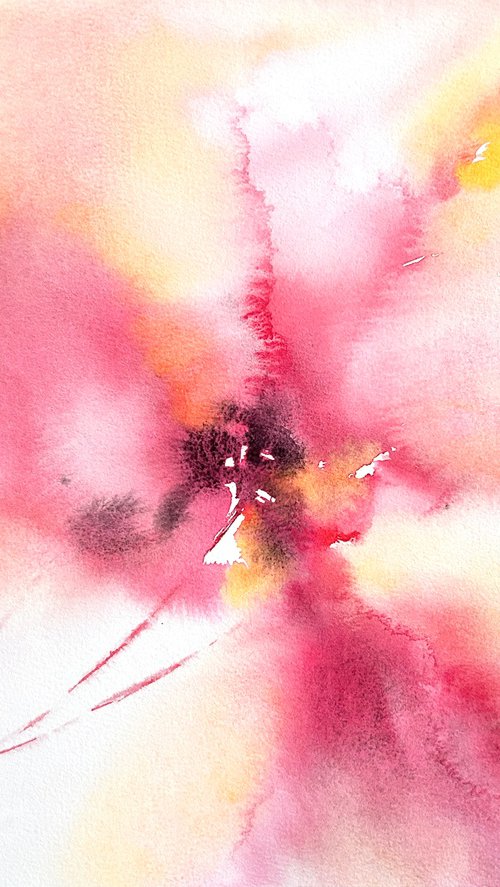 Pink abstract flowers by Olga Grigo