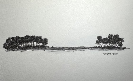 Trees in Pen and Ink - Norfolk Landscape English Countryside