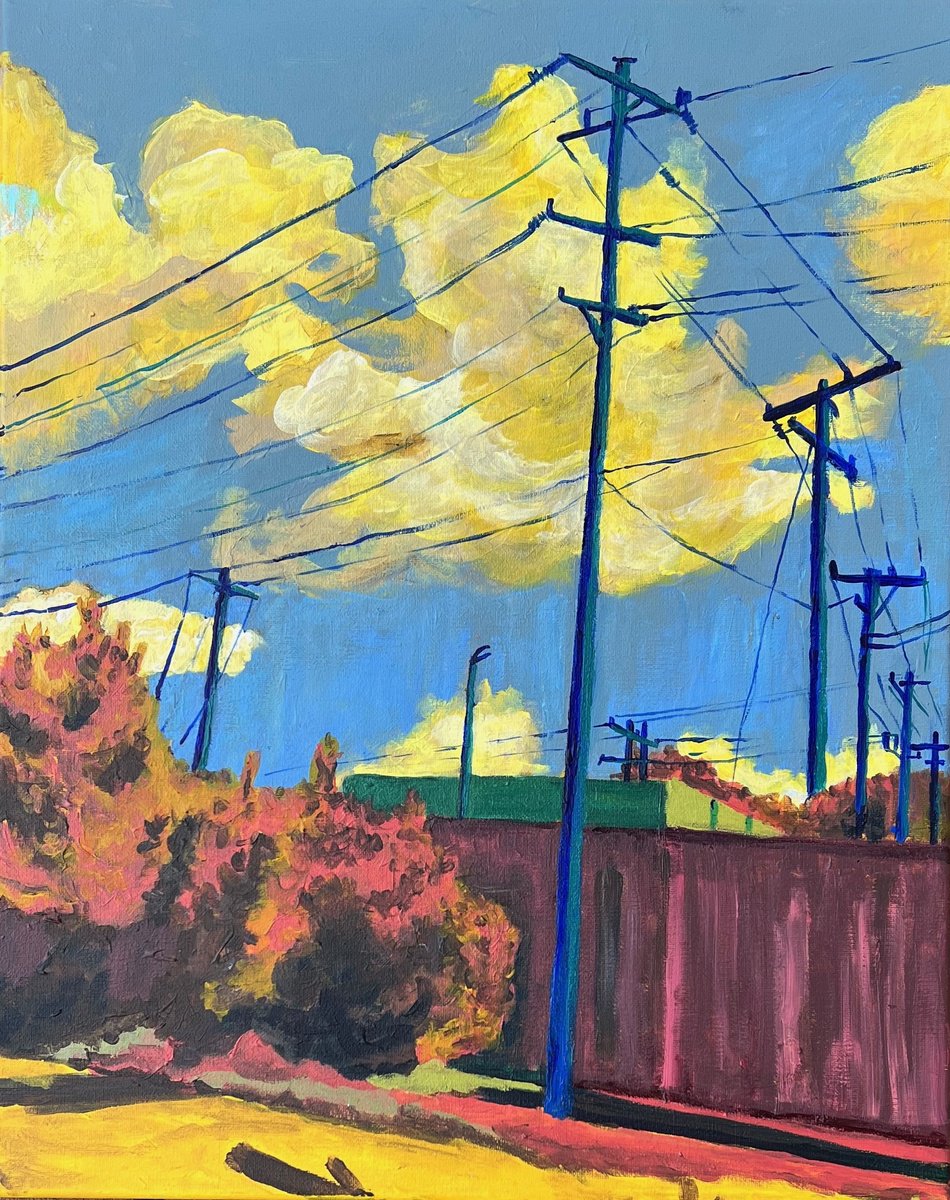 Landscape Acrylic Painting By Heather Kostal, 16 X 20, Power Station, Original Artwork