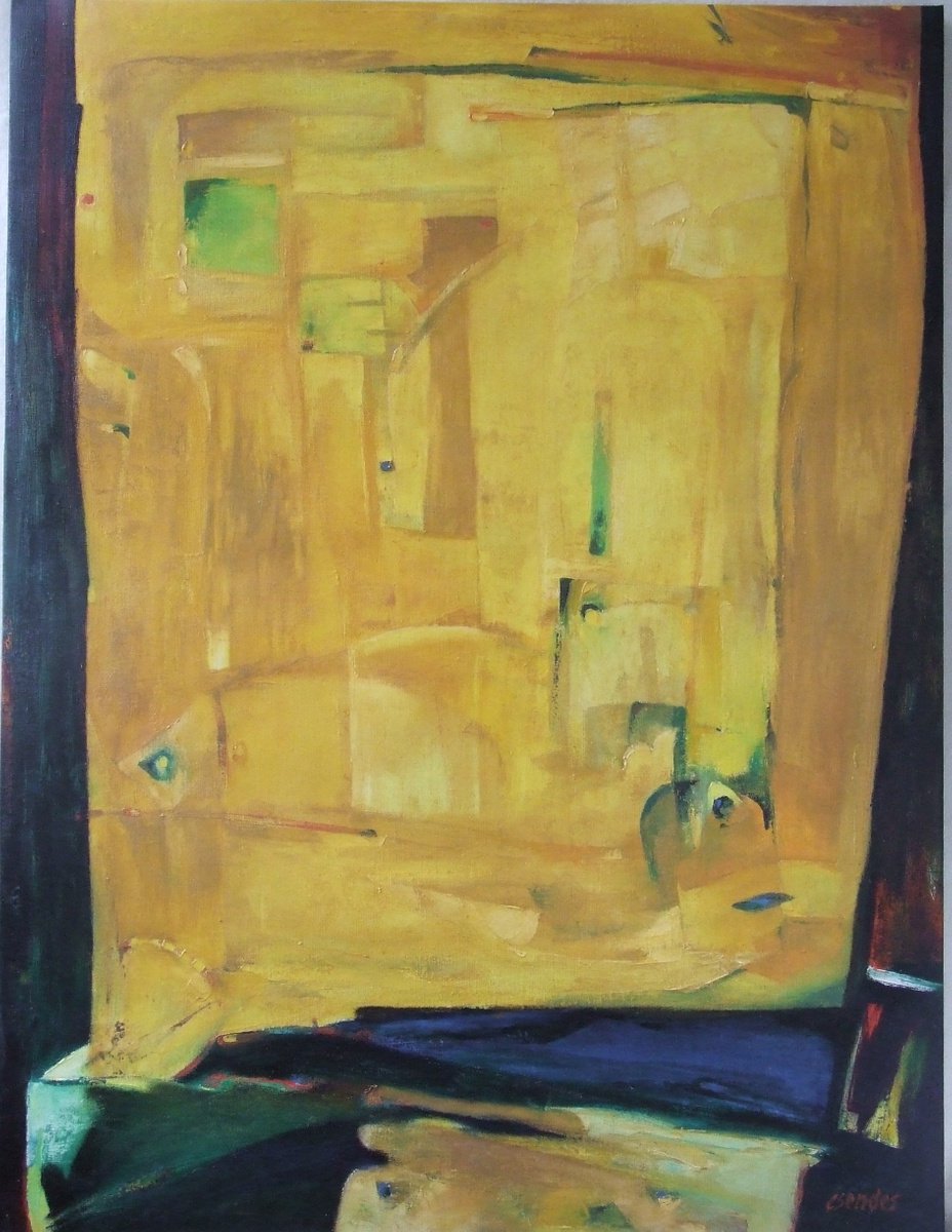 Expressive Abstract Oil Painting By Csaba Csendes, 26 X 33, Only A Chicken..., Original Artwork