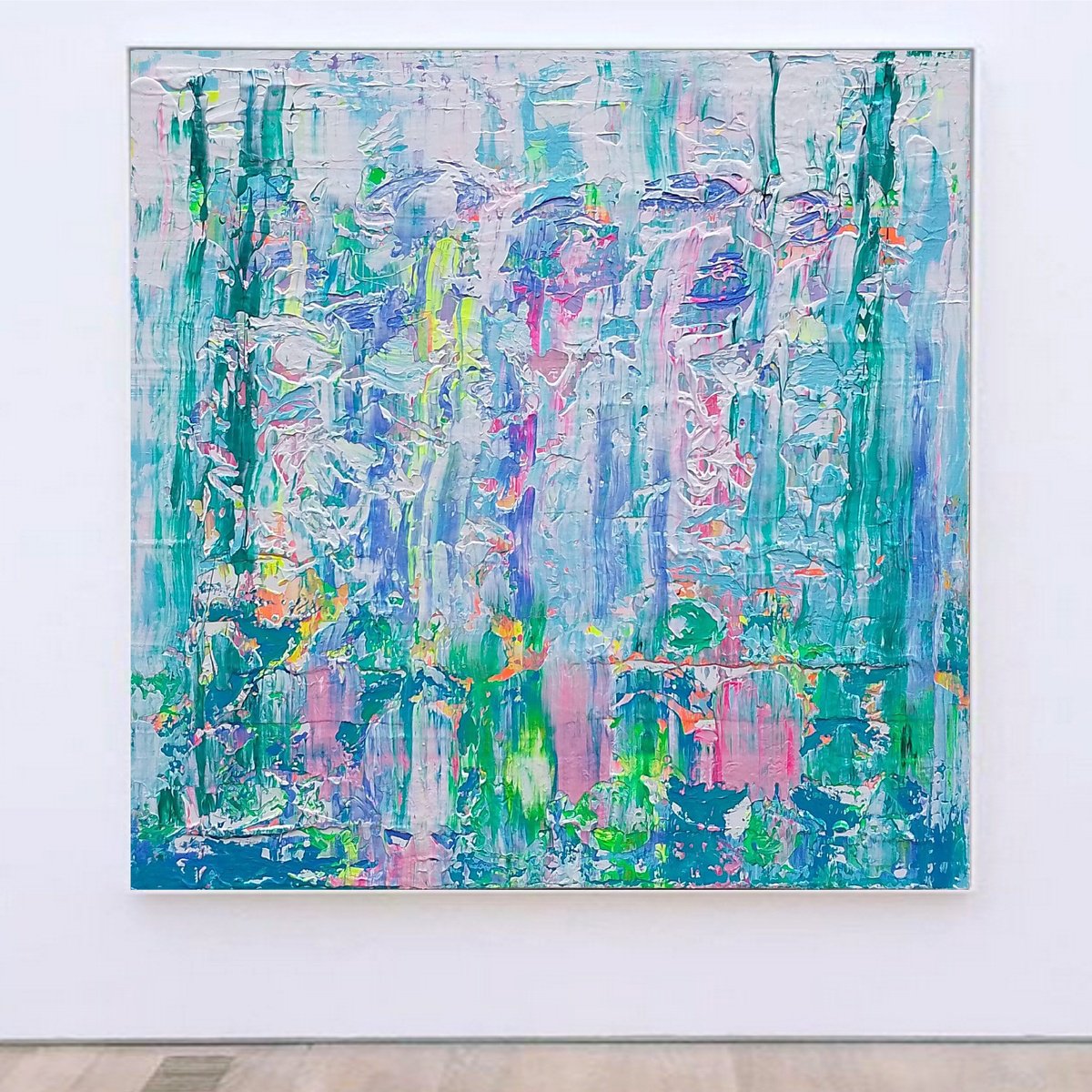 Organic Abstract Acrylic Painting By Super Pop Boy, 39 X 39", Monet