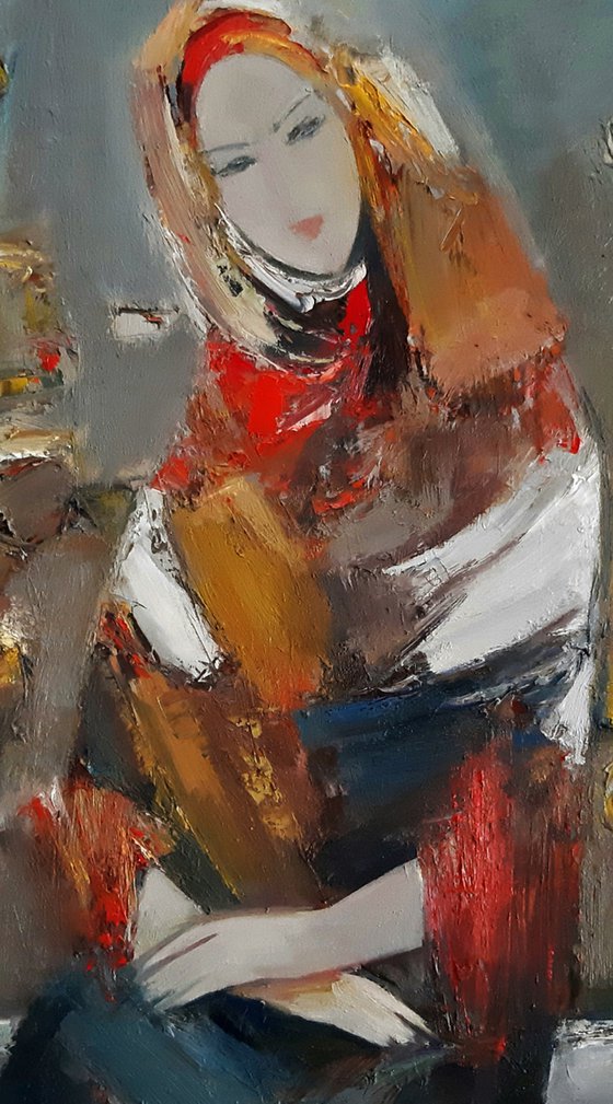 Bride-2 (50x60cm, oil/canvas, abstract portrait)