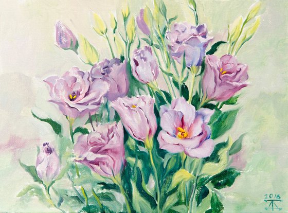 Eustoma. Flower painting