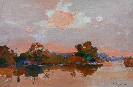 "sunset over the river "
