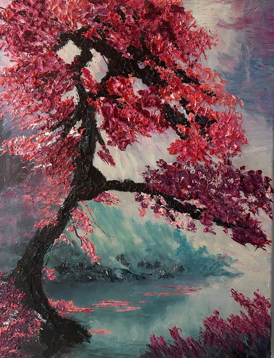 Impressionistic Landscape Oil Painting By Kenneth Halvorsen, 18 X 24", Lilac Ages, Original Artwork
