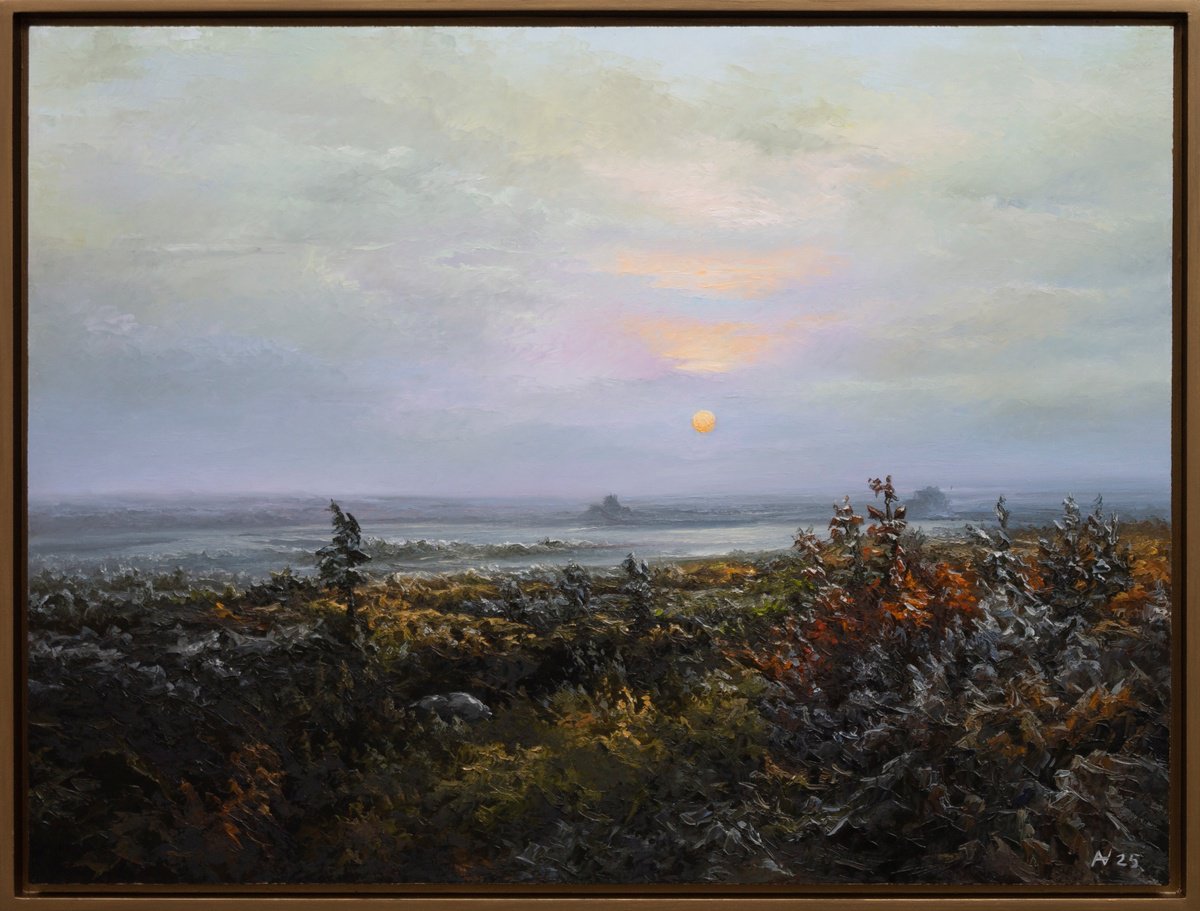 Impressionistic Landscape Oil Painting By Oleksii Vylusk, 34 X 25", Morning 28, Original Artwork