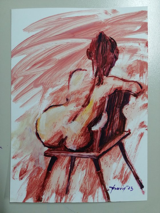 Nude study female oil on paper