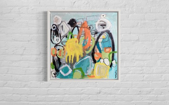 Sea Creatures - Colorful energetic contemporary abstract art painting