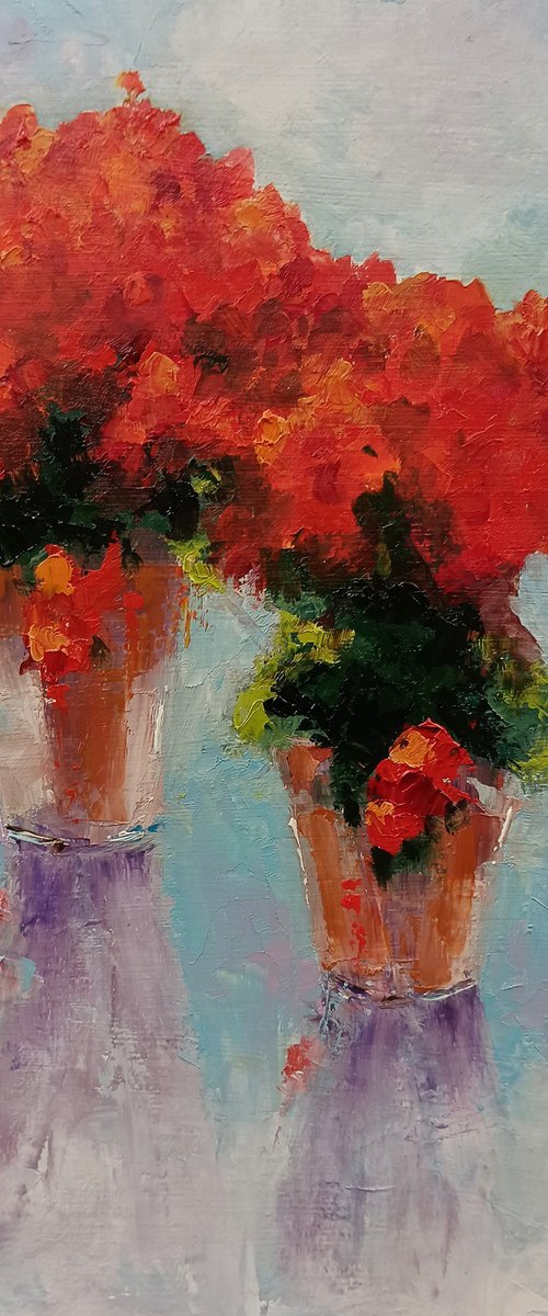 Still life with red flowers by Marinko Šaric