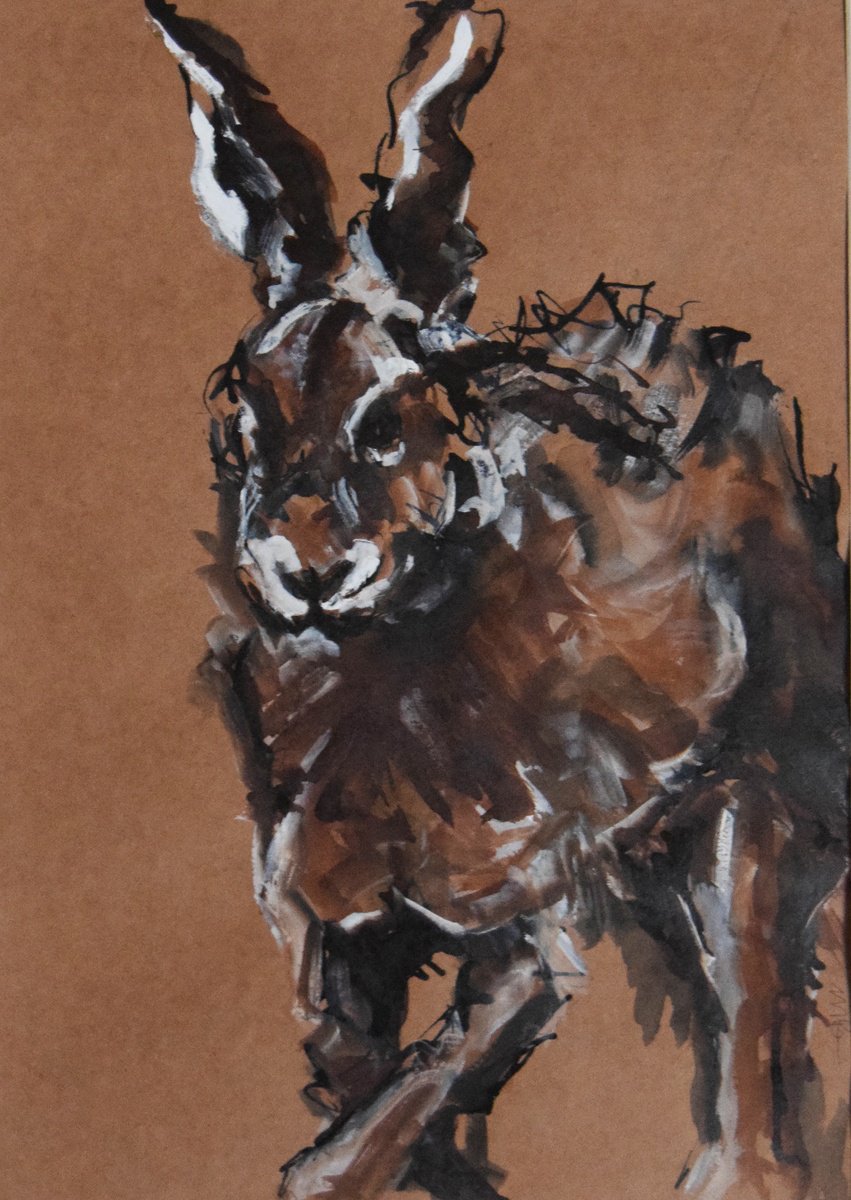 Expressive Animal Painting By Michelle Parsons, 12 X 17", Hare Study, Original Artwork