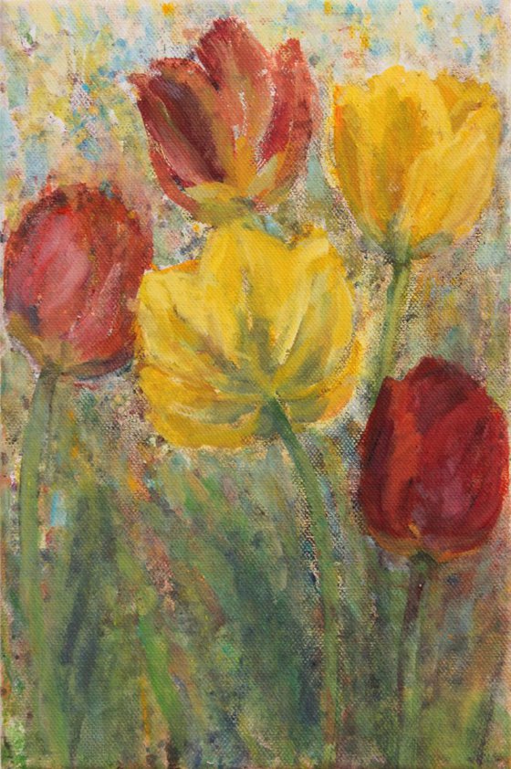 Tulips - Tulipani, 2016, acrylic on canvas, 30 x 20 cm
