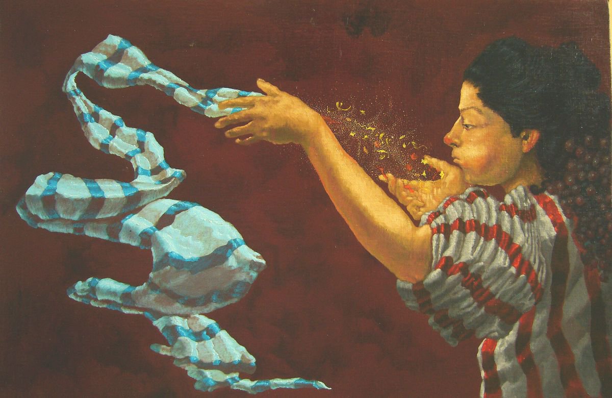 Portrait Oil Painting By Antonio Mele, 43 X 30, La Maga Medea, Original Artwork