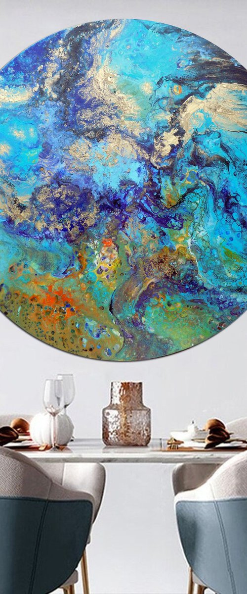 Round abstract painting art by Areti Ampi