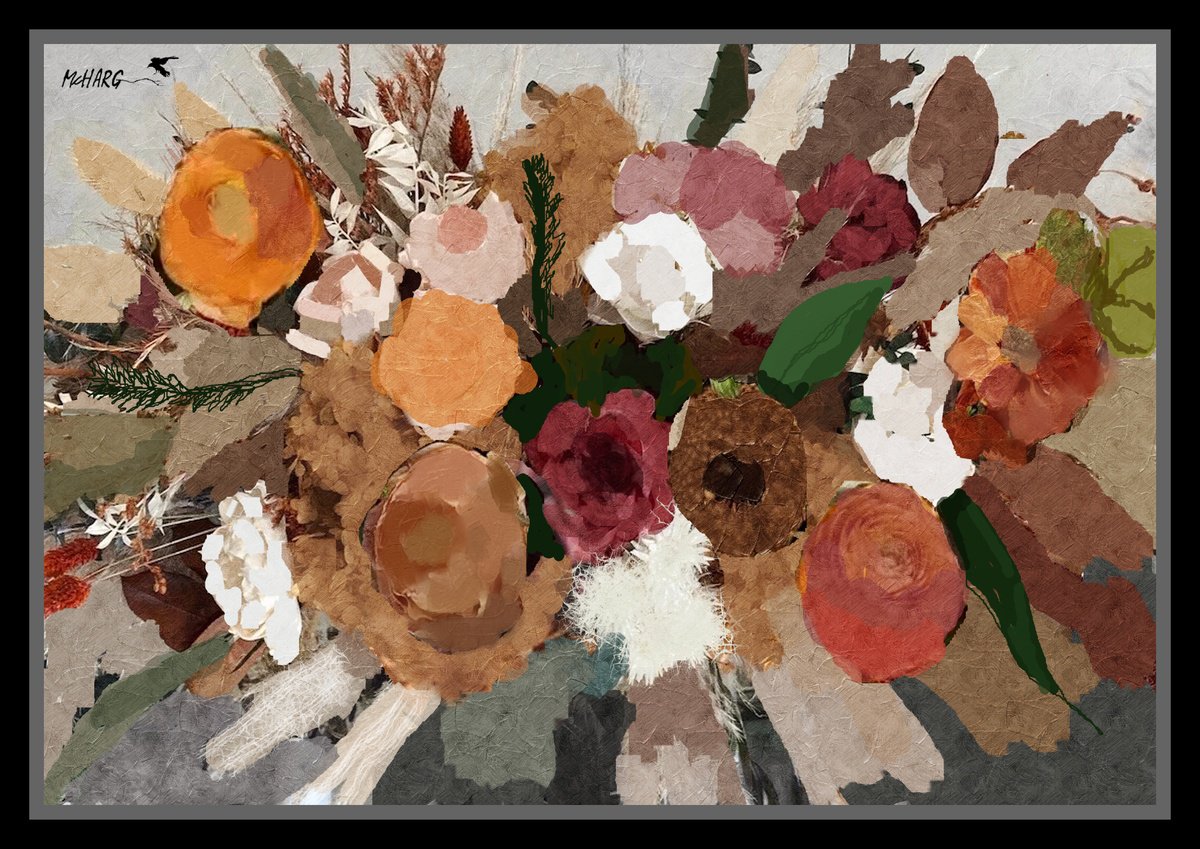 Impressionistic Botanical Painting By Joe Mcharg, 42 X 30, Floral Abstract #3 3826, Original Artwork