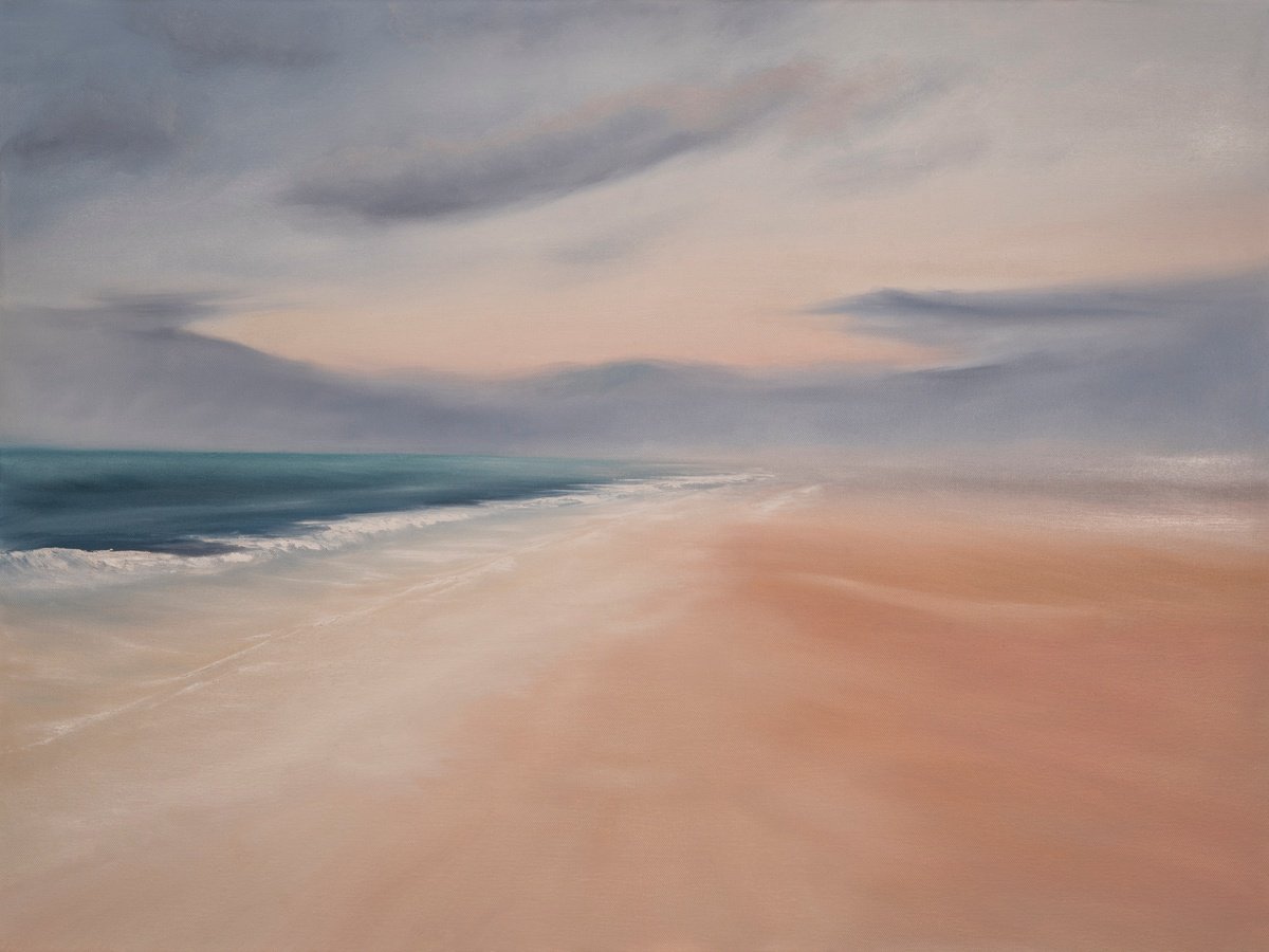 Abstract Landscape Oil Painting By Magda Malak, 32 X 24", Inception, Original Artwork