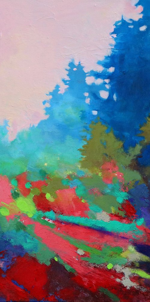 No Roads Here 24x20" Colorful Abstract Landscape Painting on Canvas by Kerri McCabe