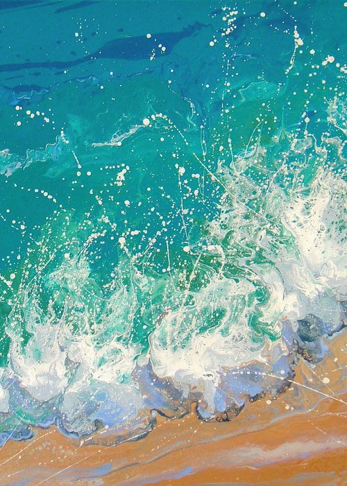 47.2” “Turquoise Sea” Seascape Painting by Irini Karpikioti