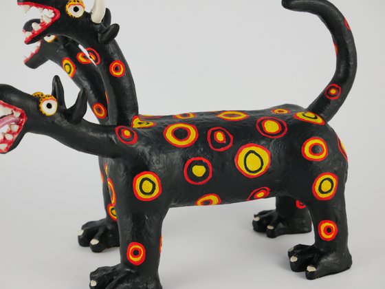 Black Cerberus with Colored Circles