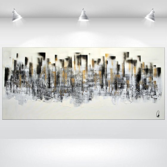 Golden Skyline  - Abstract Art - Acrylic Painting - Canvas Art - Abstract Painting - Industrial Art - Statement Painting