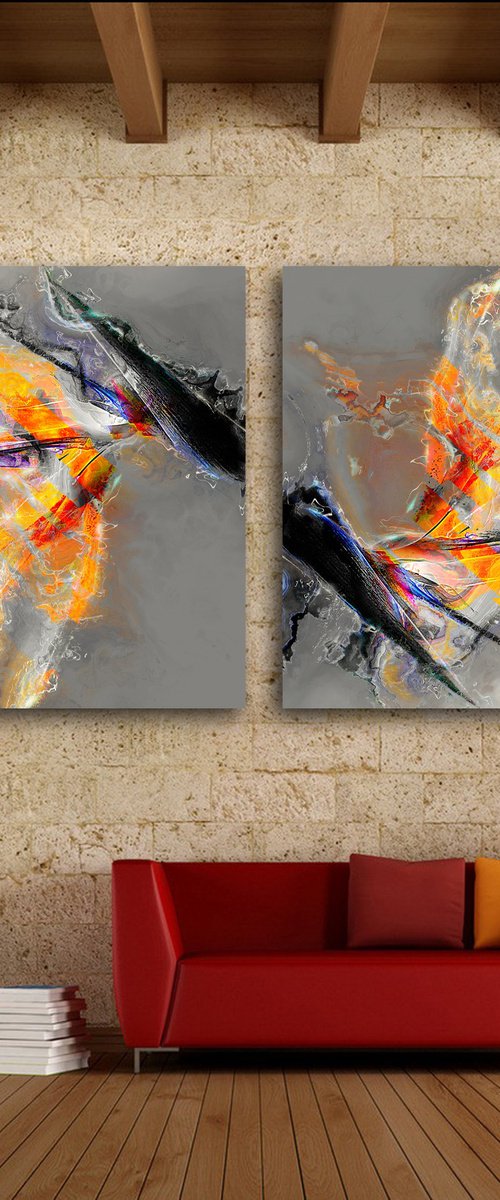 Delirios III/XL large diptych, set of 2 panels by Javier Diaz