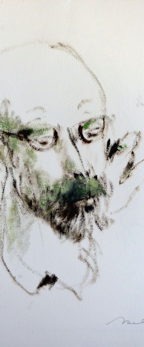 Portrait 18C32, oil on paper 41x29 cm by Frederic Belaubre