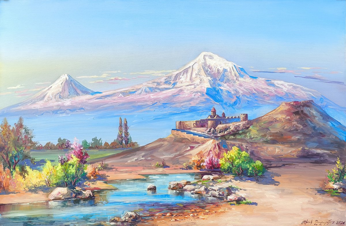 Spring Light At Khor Virap By Mexak Xazaryan, 47 X 31, Artwork For Sale On Artfinder