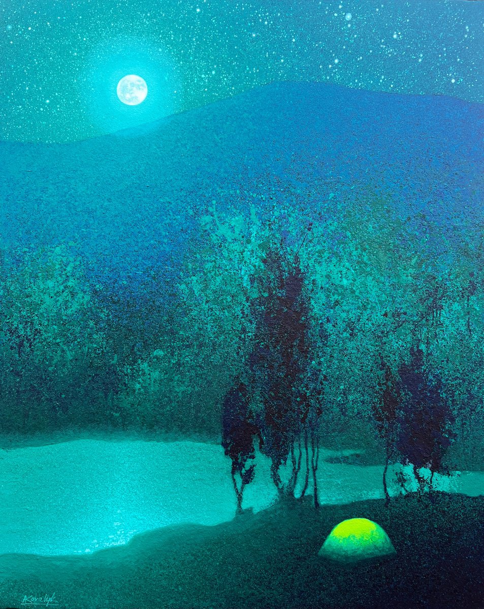 Impressionistic Landscape Acrylic Painting By Andrii Kovalyk, 47 X 59, Silence, Original Artwork