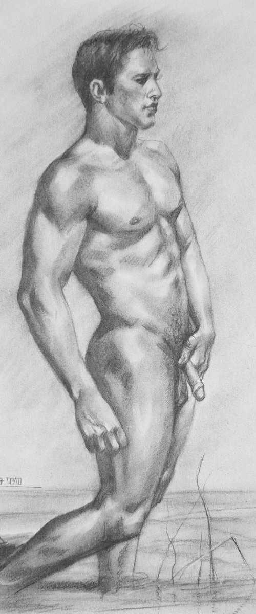 Drawing charcoal man#16-2-26-1 by Hongtao Huang