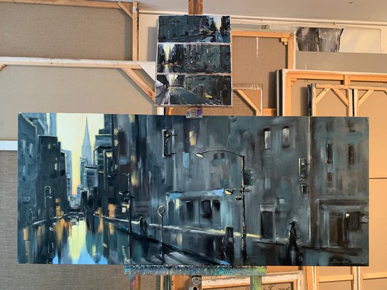 Huge painting - "New York" - big cityscape - expressionism - 2020