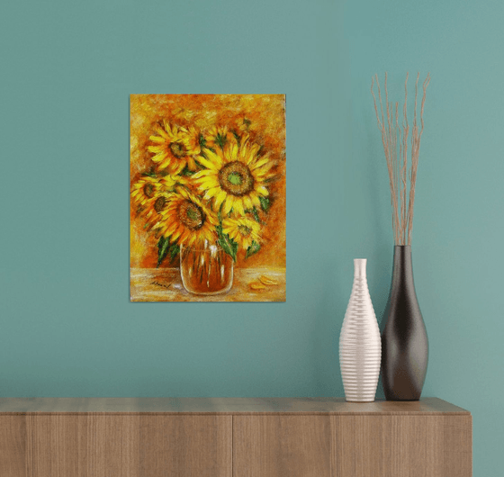 Sunflowers in a vase. .