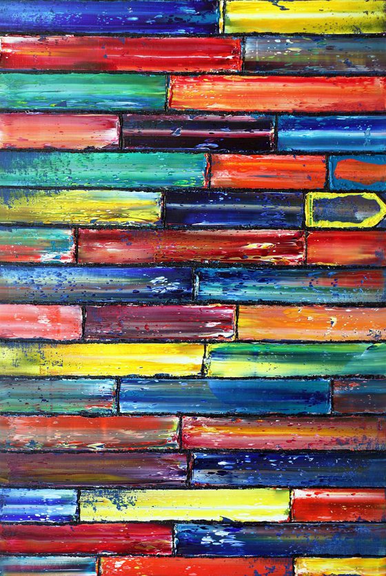 "We Can Do It" - Save As Series + FREE USA SHIPPING - Original Xt Large PMS Abstract Triptych Oil Paintings On Recycled Wood - 108" x 40"