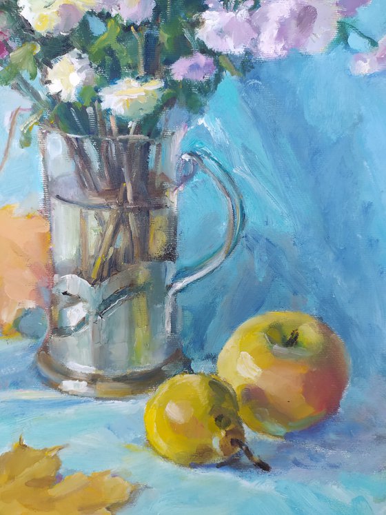 Flowers and apples