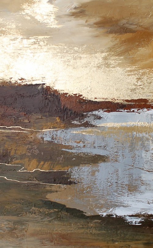 "Calabria 2" brown rust abstract landscape by Solomia Shara