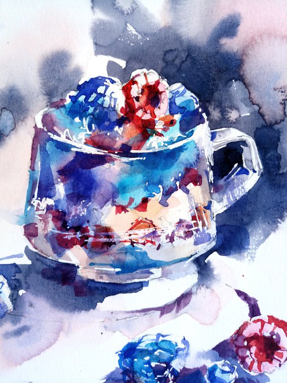 "Summer dessert" watercolor food illustration