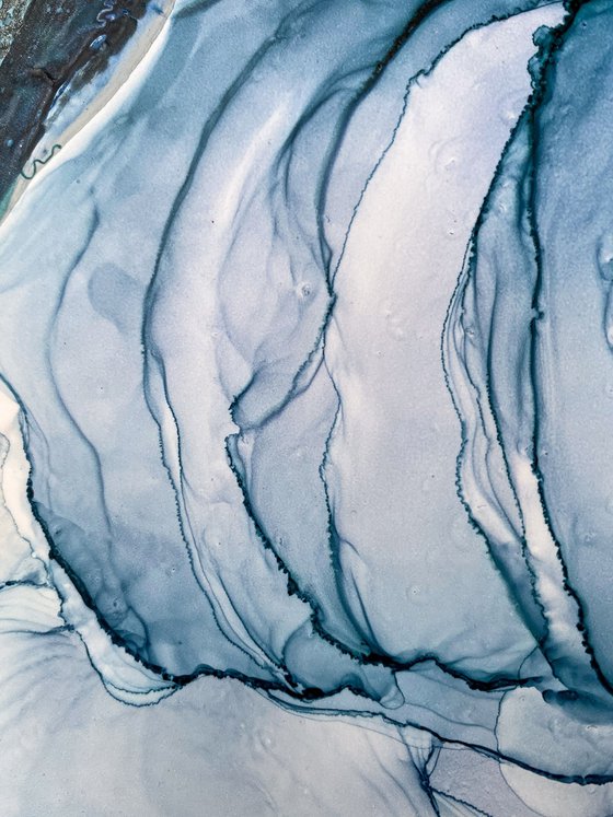 Ocean Ink Abstract Painting