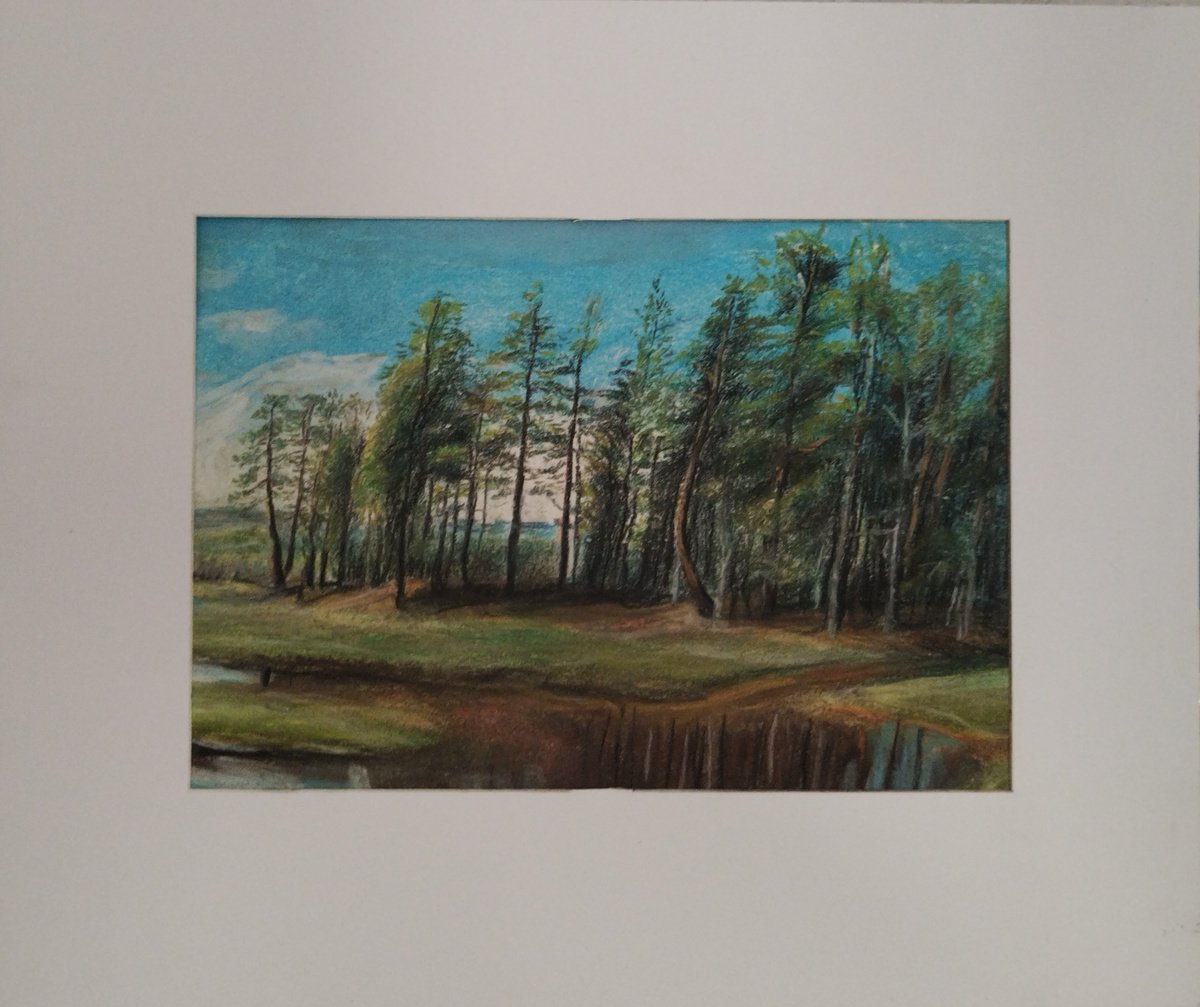 Landscape Pastel Drawing By Viktoria Deri, 12 X 10", Landscape, Original Artwork