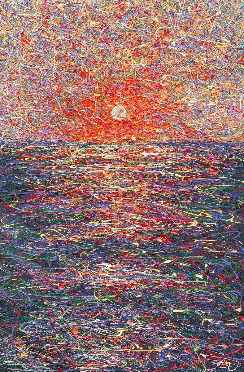 Abstract Landscape Acrylic Painting By Nadiia Antoniuk, 37 X 57", The Beginning You Choose, Original Artwork