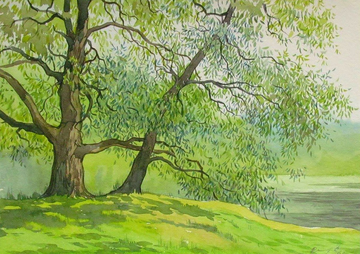 Impressionistic Landscape Watercolour By Valeriy Savenets-1, 10 X 7", In The Summer Fores, Original Artwork