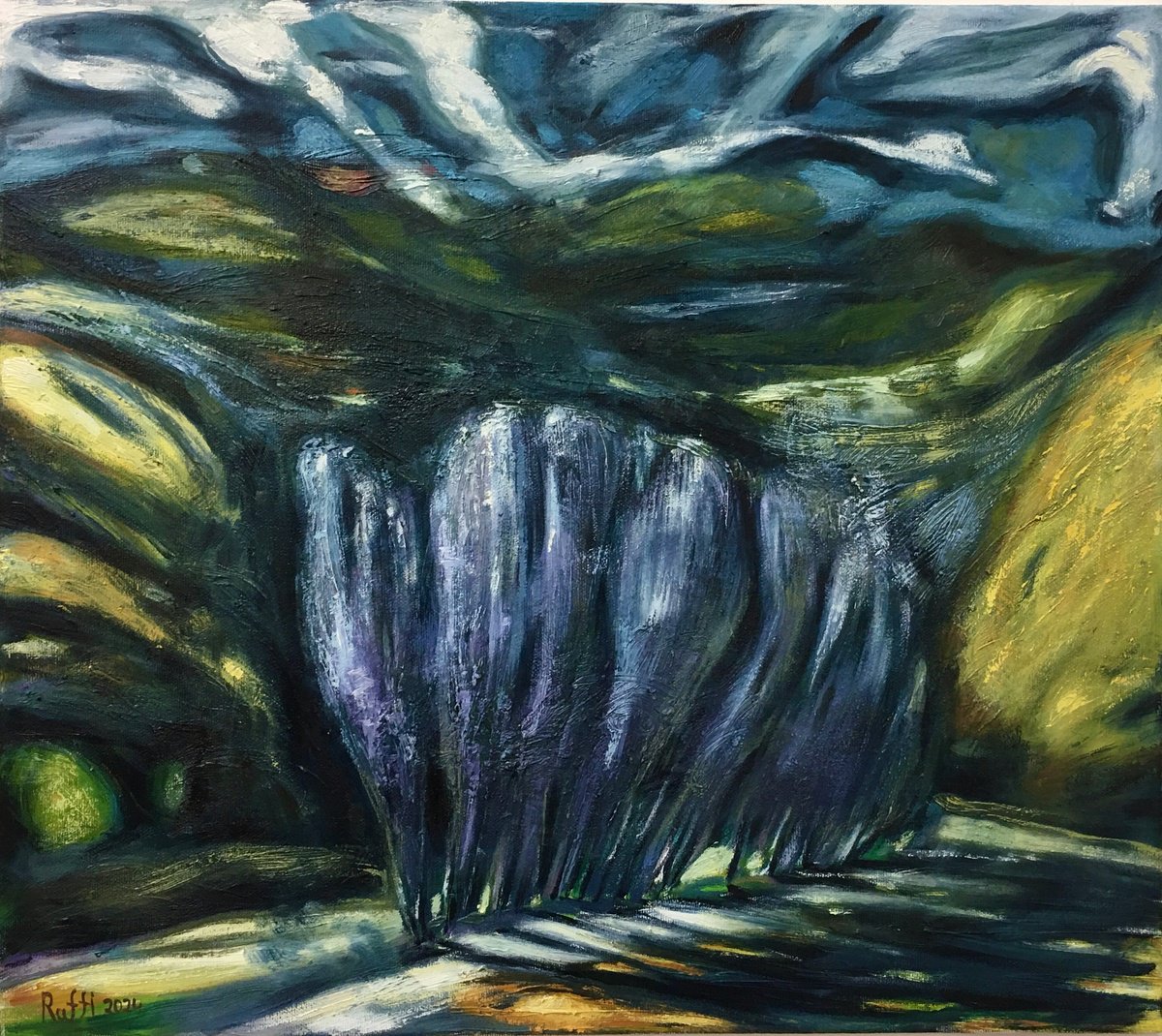 Expressive Landscape Oil Painting By Raffi Ghazaryan, 24 X 20",