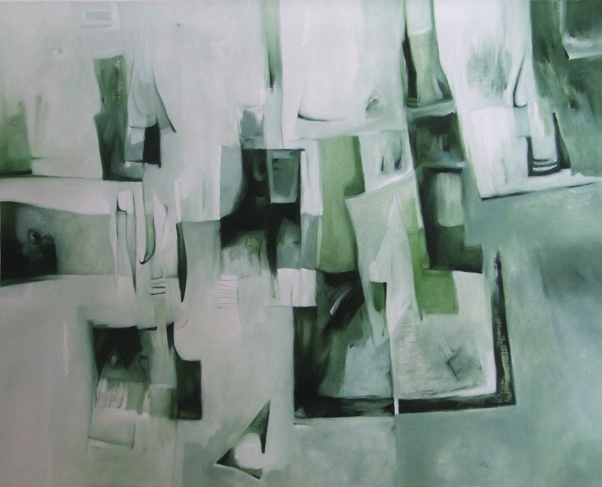 Expressive Abstract Oil Painting By Csaba Csendes, 47 X 37, Reverse World, Original Artwork