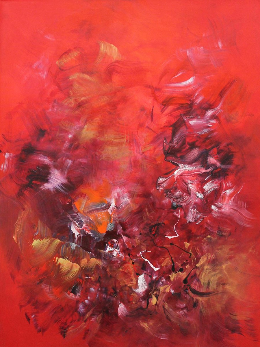 Expressive Abstract Acrylic Painting By Paresh Nrshinga Frsa, 36 X 48", Summer Days, Original Artwork