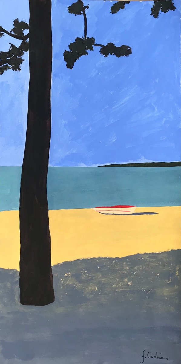 Landscape Painting By Cadiou Frederic, 8 X 15, Cap Coz, Original Artwork