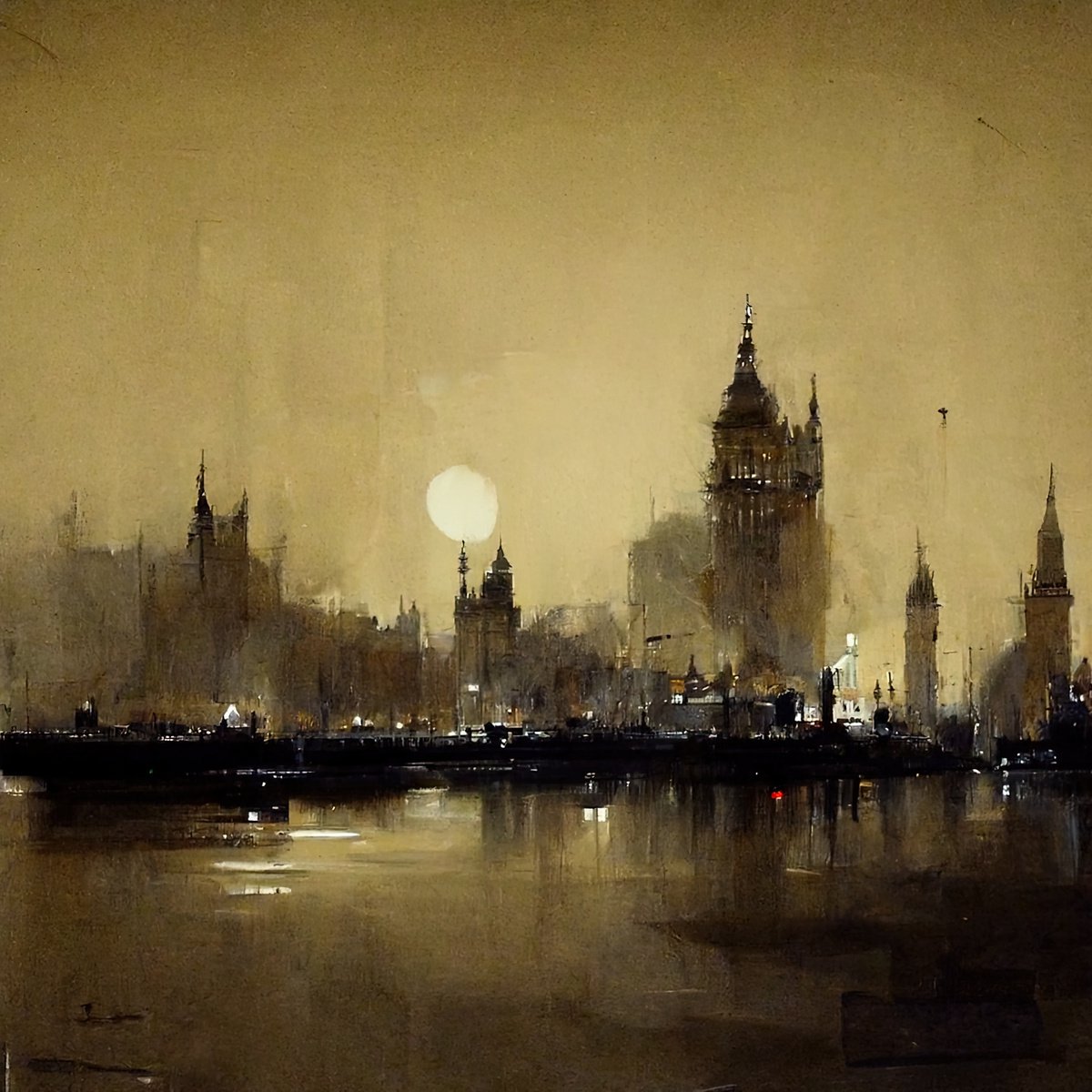 Digital Painting Abstract London v2 by Yulia Schuster