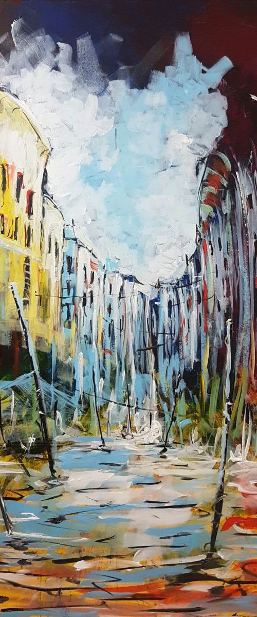 N22 City view Large colourful acrylic on Canvas 70x100cm by Lukasz Lepik