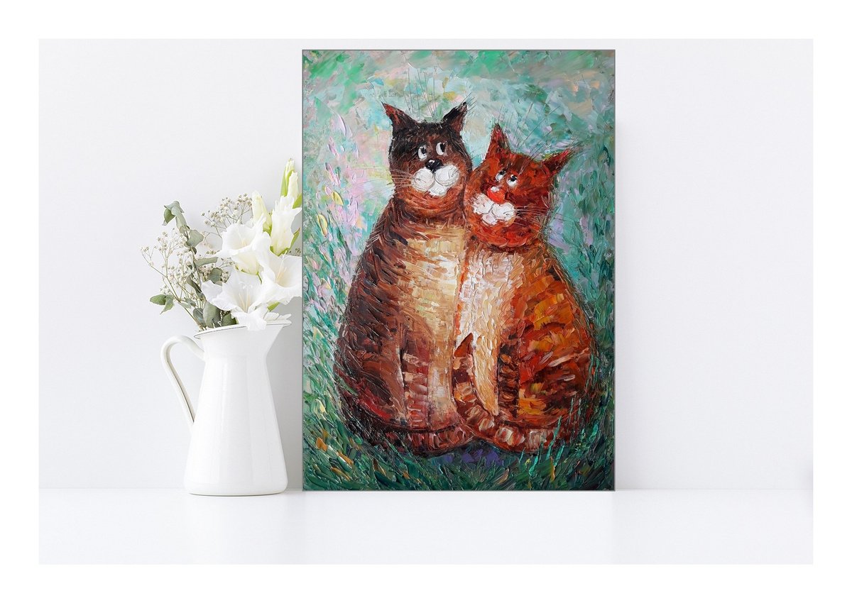 Cat Painting Original Animal Artwork Oil Impasto Art Cat Orange Painting love Art artwork... by Kseniya Kovalenko