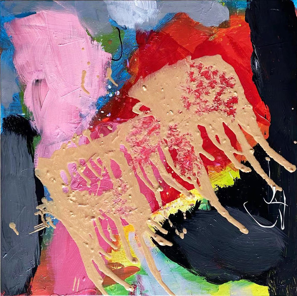 Abstract Acrylic Painting By Jianzhe Chon, 24 X 24, Abstract, Original Artwork