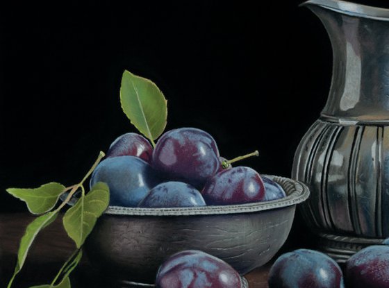 Still Life with Plums and Silver Jug